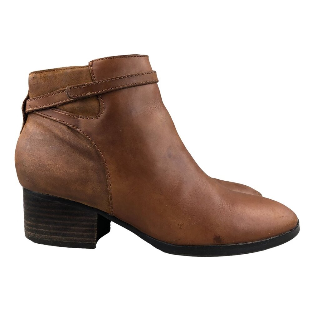 LRL Ralph Lauren Women's Size 7B Damara Brown Leather Side Zip Ankle Booties